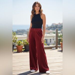 Clio vintage burgundy pull on wide leg pants